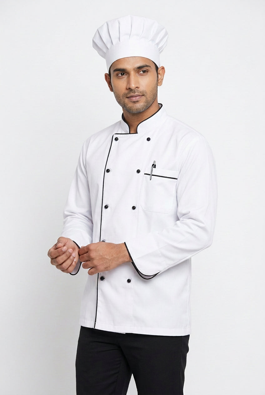 Chef Coat White With Full Pipene