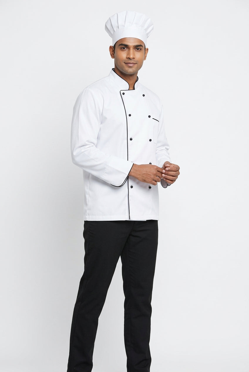 Chef Coat White With Full Pipene